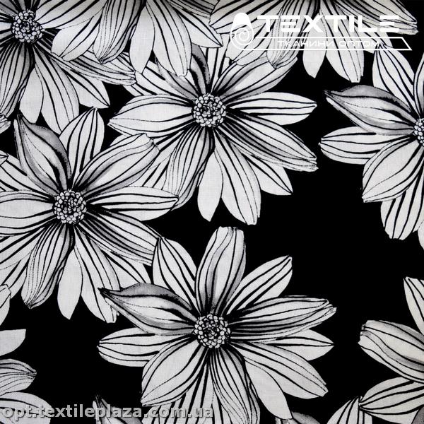 Лён цветной 3819D7C1 цветы, черный