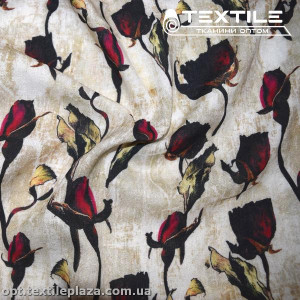 Лён цветной 4071D15C1 цветы, молочно-серый