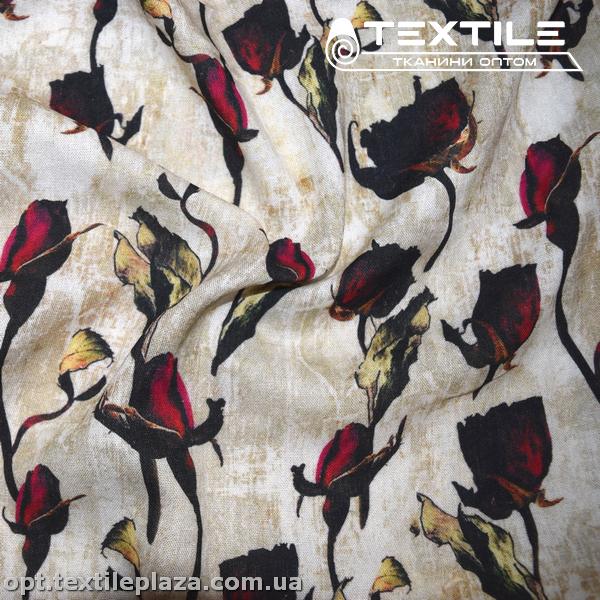 Лён цветной 4071D15C1 цветы, молочно-серый