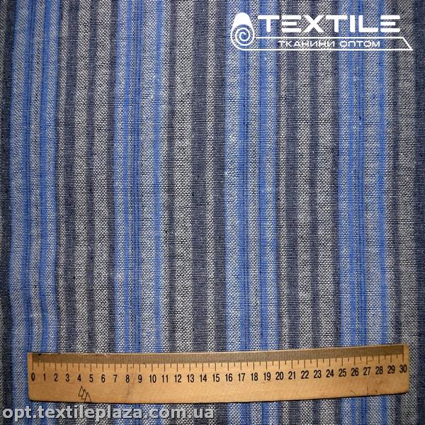 Лён цветной 4037D1C1 полоска, сине-голубой