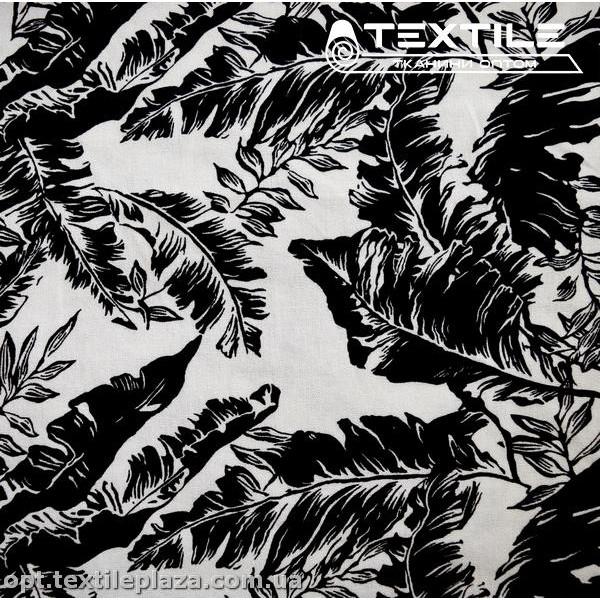 Лён цветной 3819D6C1 листья, белый