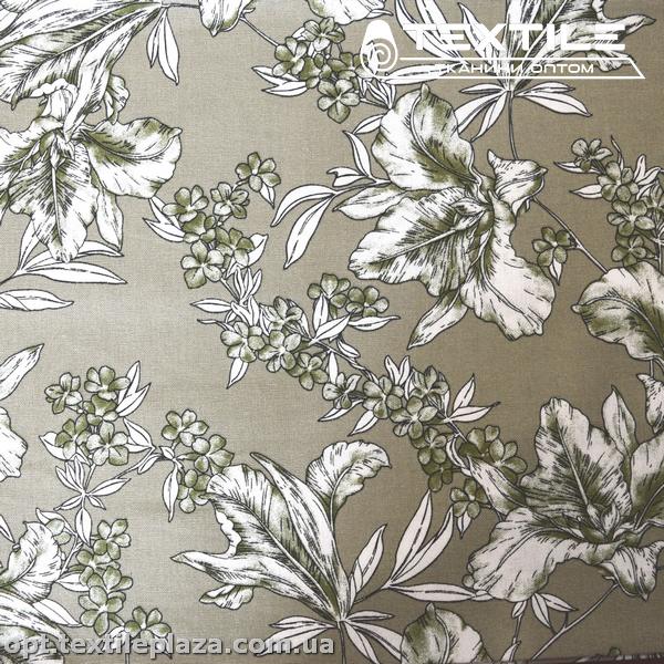 Лён цветной 4071D23C2 цветы, оливковый
