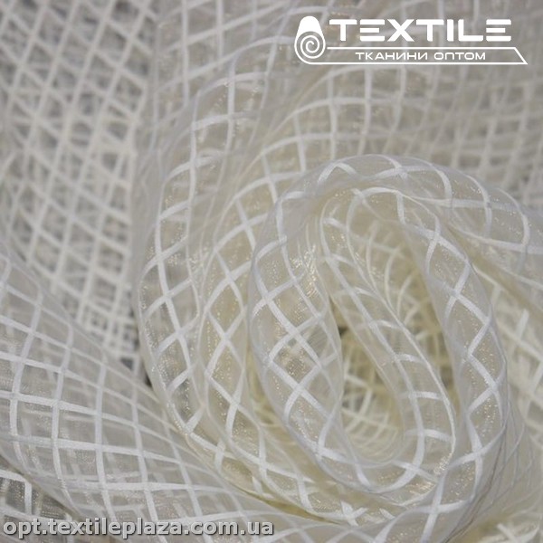 Органза 12345D1C2 жаккард, молочный