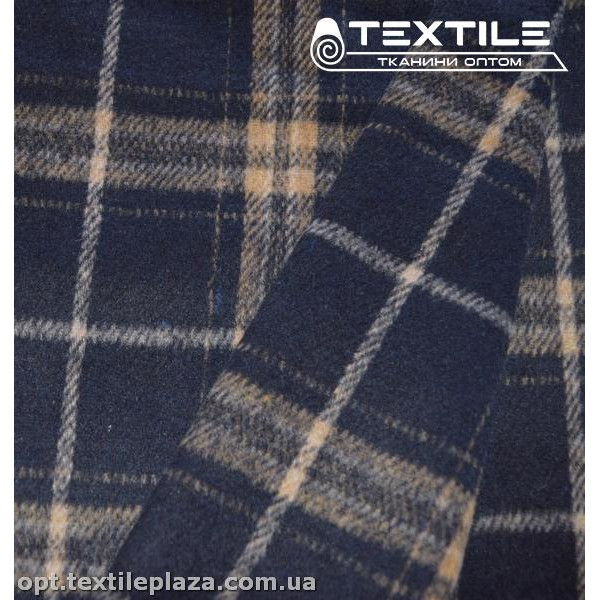 Пальтовая ткань Клетка 13227D1C1 бежево-сине-черный
