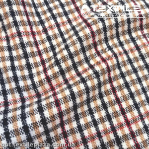 Пальтовая ткань Шерсть 4195D2C3 клетка, черно-красно-бежевый