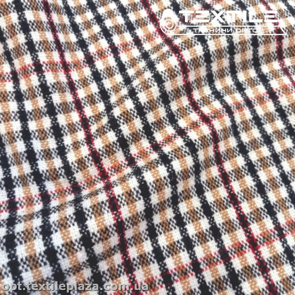 Пальтовая ткань Шерсть 4195D2C3 клетка, черно-красно-бежевый