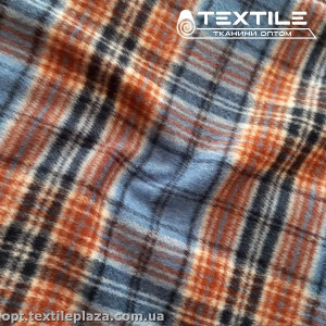 Пальтовая ткань Клетка 1016D1C3 оранжево-голубой