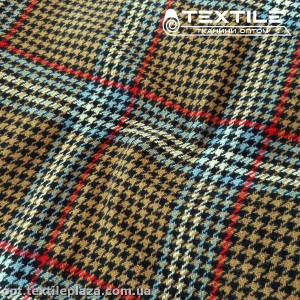 Пальтовая ткань Клетка 18013D1C3 гусиная лапка, карамельный