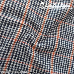 Пальтовая ткань Клетка 19324D1C4 гусиная лапка, оранжево-черно-белый