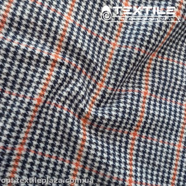 Пальтовая ткань Клетка 19324D1C4 гусиная лапка, оранжево-черно-белый