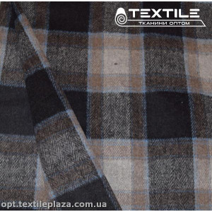 Пальтовая ткань Клетка 35018D1C1 бежево-серо-черный