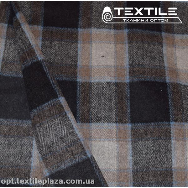 Пальтовая ткань Клетка 35018D1C1 бежево-серо-черный