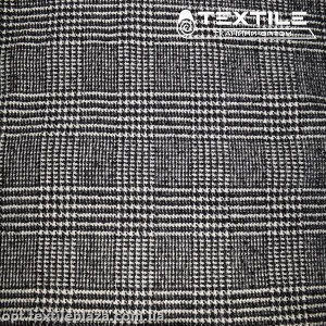 Пальтовая ткань Шерсть 7114C3 клетка, черно-белый