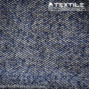 Пальтовая ткань Твид 9009C42 елочка, черно-сине-белый