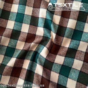 Пальтовая ткань Клетка 20385D1C2 изумрудно-коричневый