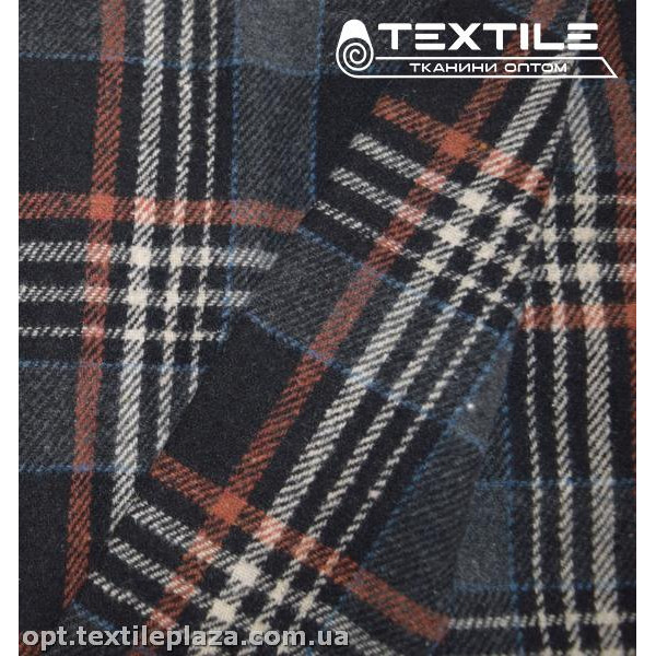 Пальтовая ткань Клетка 9080D1C5 оранжево-серо-черный