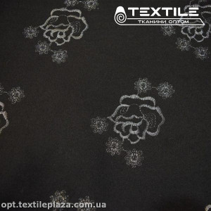 Пальтовая ткань Кашемир 3003D1C1 цветы, черный