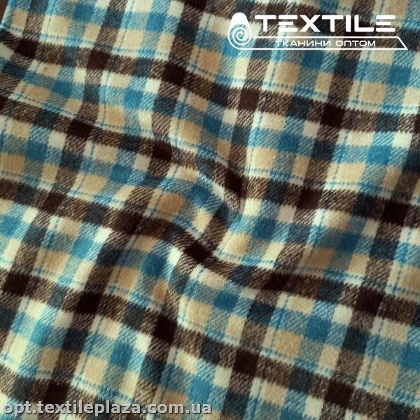 Пальтовая ткань Клетка 3912D1C2 бежево-черно-голубой