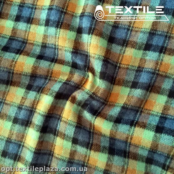 Пальтовая ткань Клетка 3912D1C3 желто-мятно-джинсовый