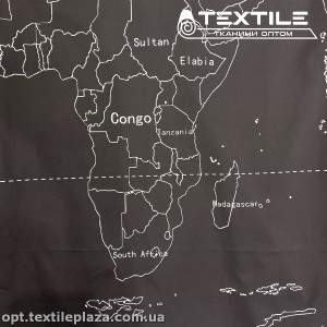 Плащевая ткань цветная 49300D5C1 карта, бело-черный