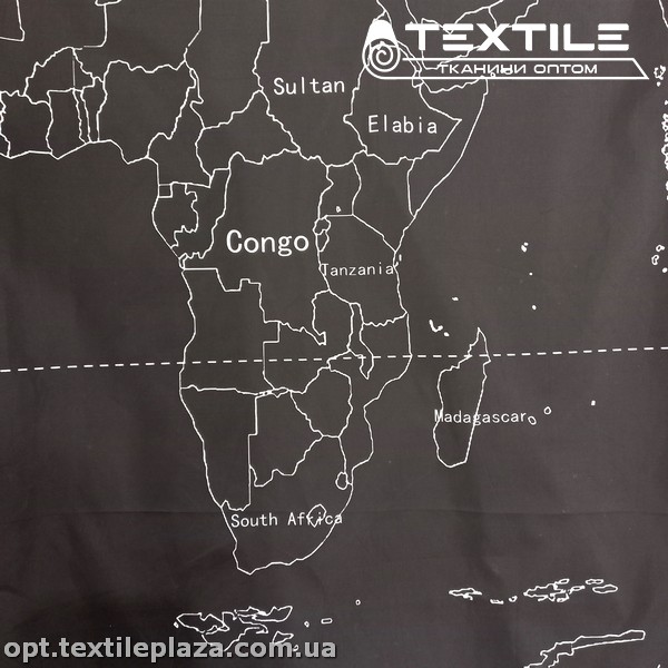 Плащевая ткань цветная 49300D5C1 карта, бело-черный