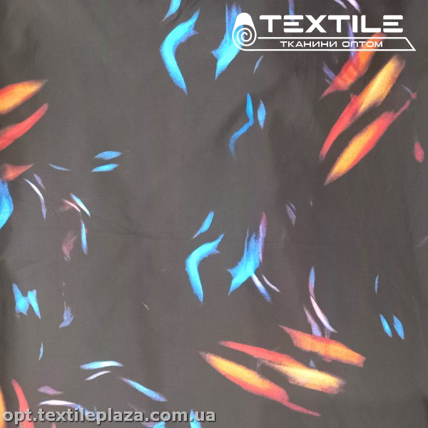 Плащевая ткань цветная 49300D2C1 абстракция, оранжево-черный