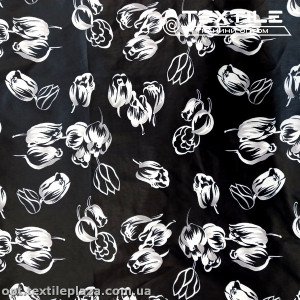 Плащевая ткань цветная 4094D11C1 цветы, черный