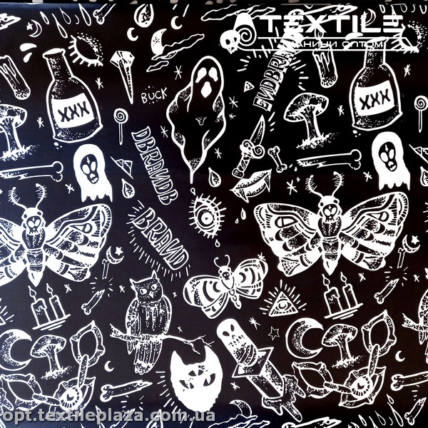 Плащевая ткань цветная 9300D17/D6-2 готика, черный