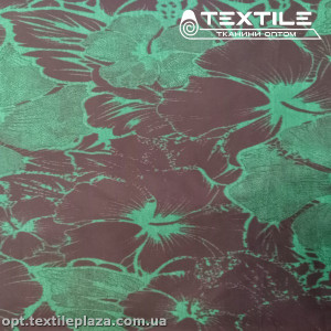 Плащевая ткань цветная 49300D3C1 цветы, изумрудно-черный