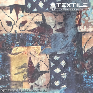 Плащевая ткань цветная 49300D7C1 абстракция, бежево-синий