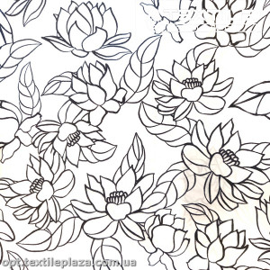 Плащевая ткань цветная 9300D02/D2-2 цветы, белый