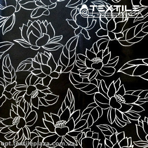 Плащевая ткань цветная 9300D02/D2-1 цветы, черный