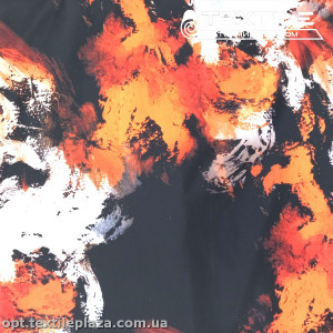 Плащевая ткань цветная 49300D10C1 абстракция, оранжево-черный
