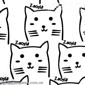 Плащевая ткань цветная 9300D1C1 коты, белый