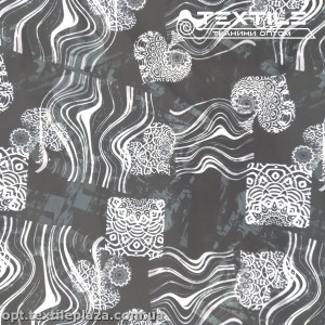 Плащевая ткань цветная 49300D13C1 абстракция, бело-черный