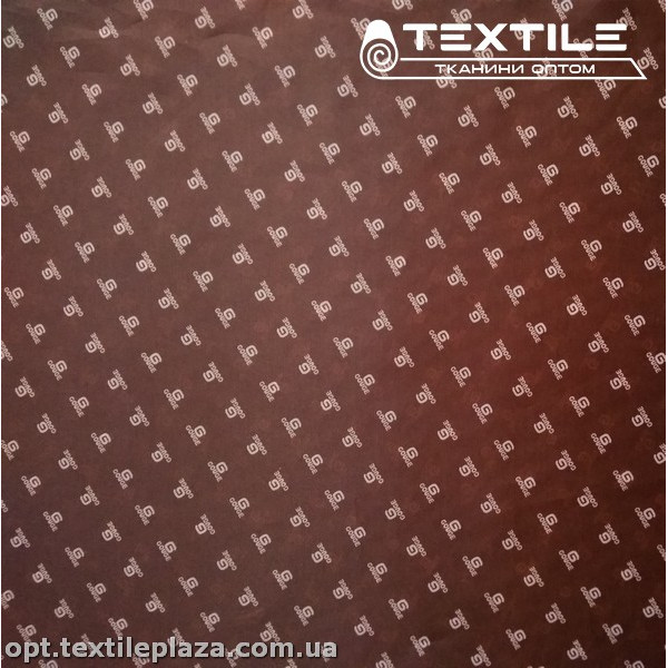 Подкладочная ткань цветная 16323D17C1 надписи, коричневый