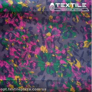 Подкладочная ткань цветная 7031D43C1 цветы, бежево-серый