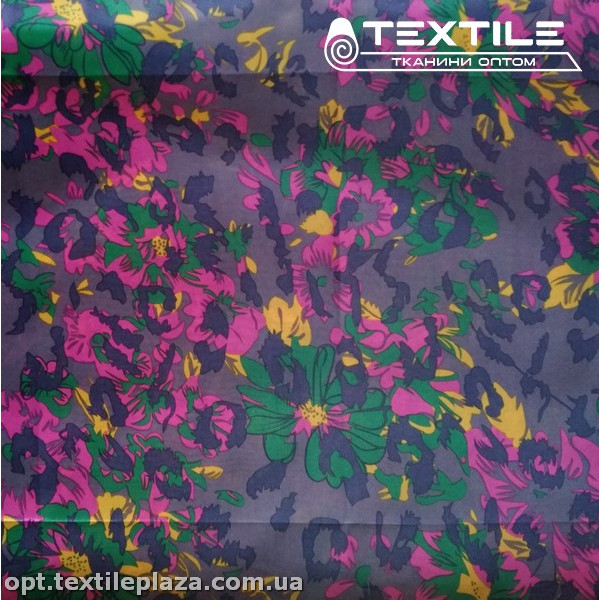 Подкладочная ткань цветная 7031D43C1 цветы, бежево-серый