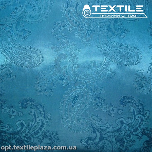 Подкладочная ткань Жаккард 19062D2C23 турецкий огурец, бирюзово-голубой