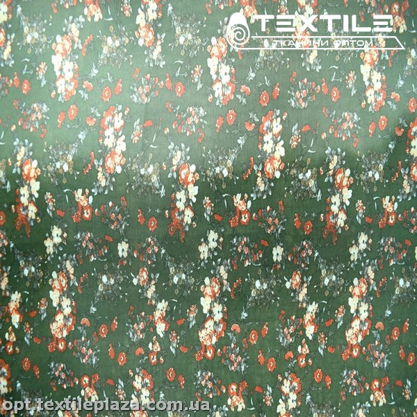 Подкладочная ткань цветная 8031D3C1 цветы, болотный