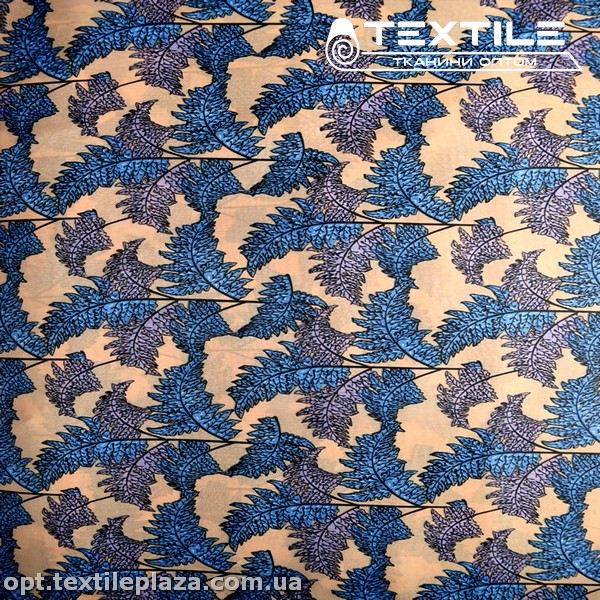 Подкладочная ткань цветная 8031D112C1 листья, капучино