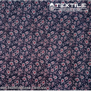 Подкладочная ткань цветная 3065D55C1 цветы, черно-синий