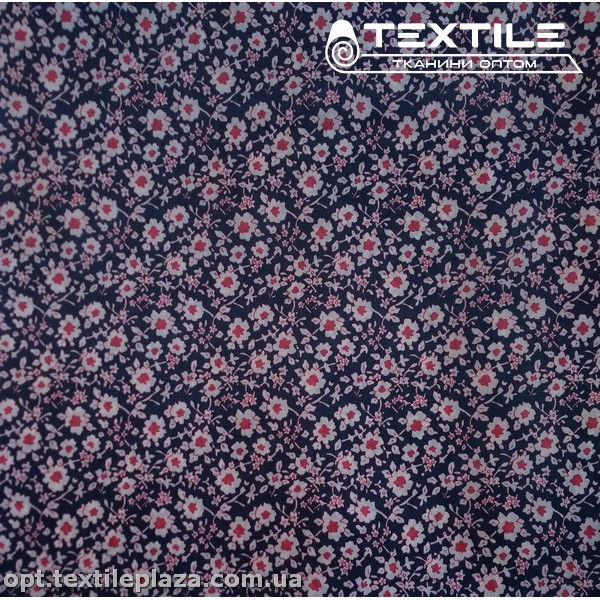 Подкладочная ткань цветная 3065D55C1 цветы, черно-синий