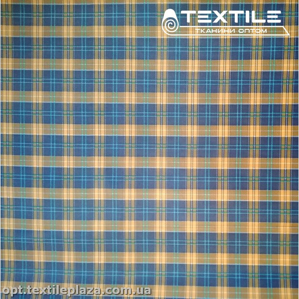 Подкладочная ткань цветная 8031D115C1 клетка, оранжево-синий