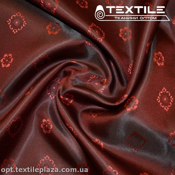 Подкладочная ткань Жаккард 1642D1C5 ромбик, бордовый