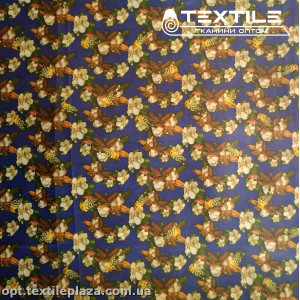 Подкладочная ткань цветная 3065D62C1 цветы, темно-синий