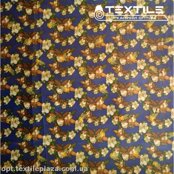 Подкладочная ткань цветная 3065D62C1 цветы, темно-синий