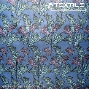Подкладочная ткань цветная 8031D112C6 листья, джинс