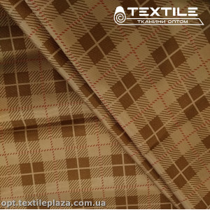 Подкладочная ткань цветная 5555D3C22 Италия клетка, пыльно-бежевый