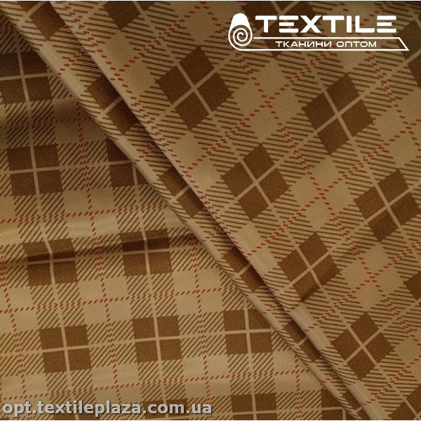 Подкладочная ткань цветная 5555D3C22 Италия клетка, пыльно-бежевый